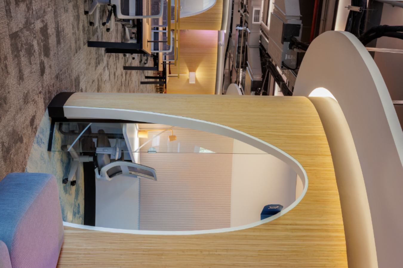 Uala Offices 2024 - Individual focus booth with yellow acoustic curtains for private work - Contract Workplaces.jpg